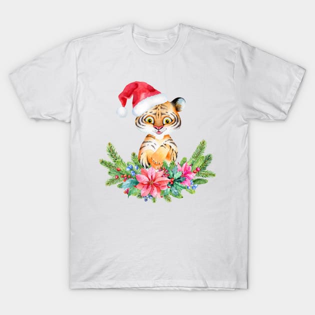 New Year Symbol 2022 - Cute  Tiger, Christmas Tiger T-Shirt by Simple Wishes Art